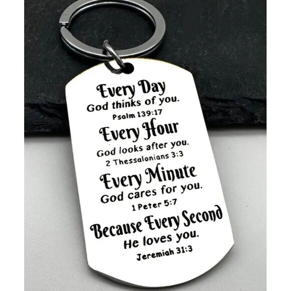 God Jesus Lord Cross Stainless Steel Keychain - Picture 1 of 1